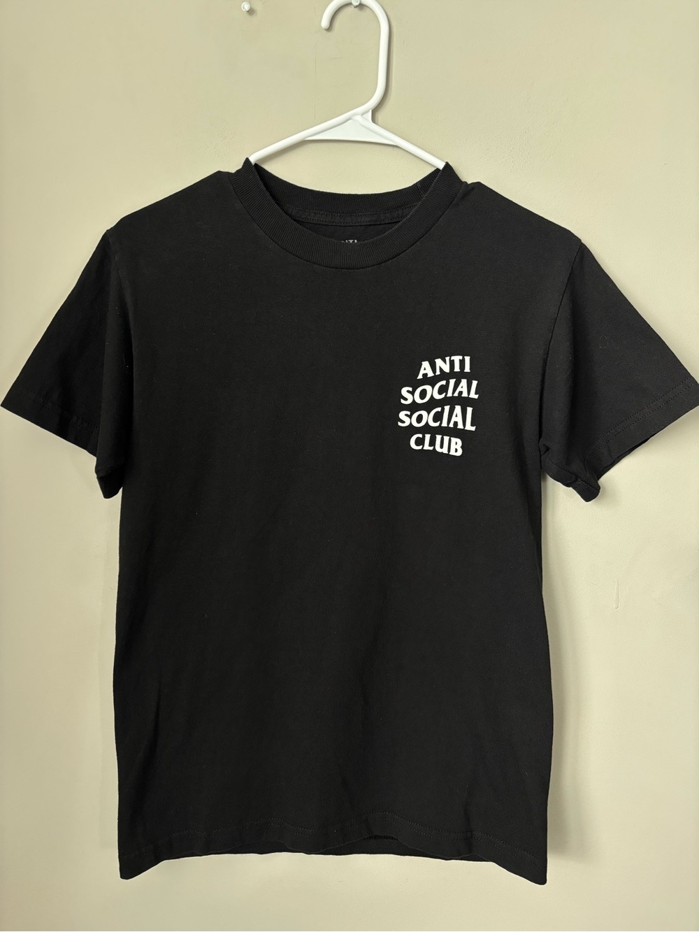 Anti Social Social Club Black Tee with White Chest Logo Size Small